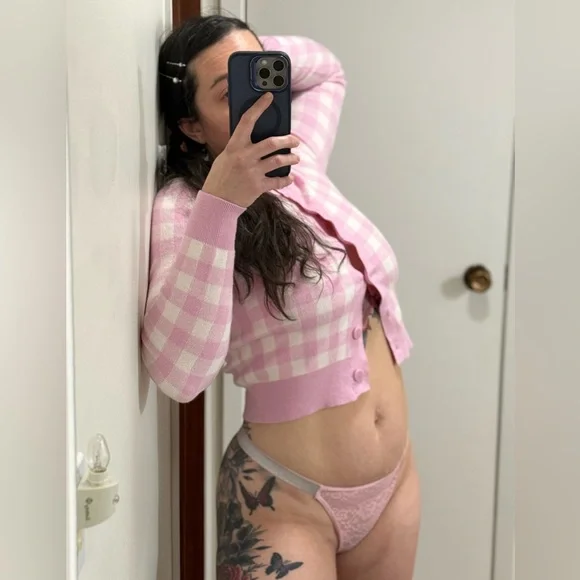 Pink and White Soft Girl Cardigan - Picture 3 of 5